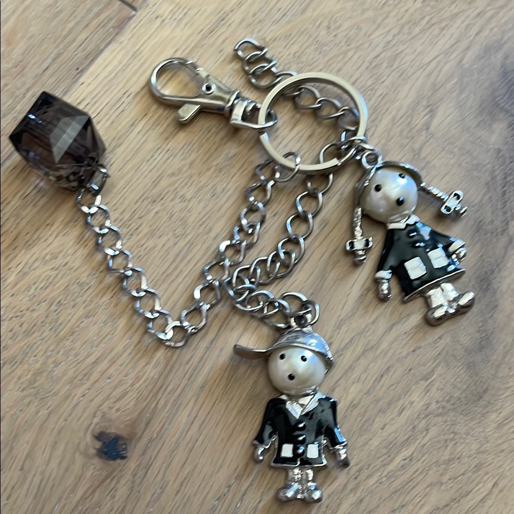 Silver and Black Jewelry Charm Keychain